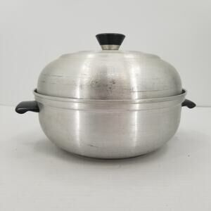 Vintage WestBend metal pot biscuit bread server aluminum bun warmer vent Silver
